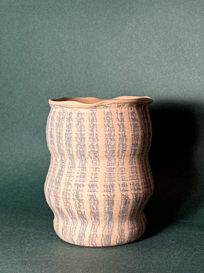 Flower pot blue crayon