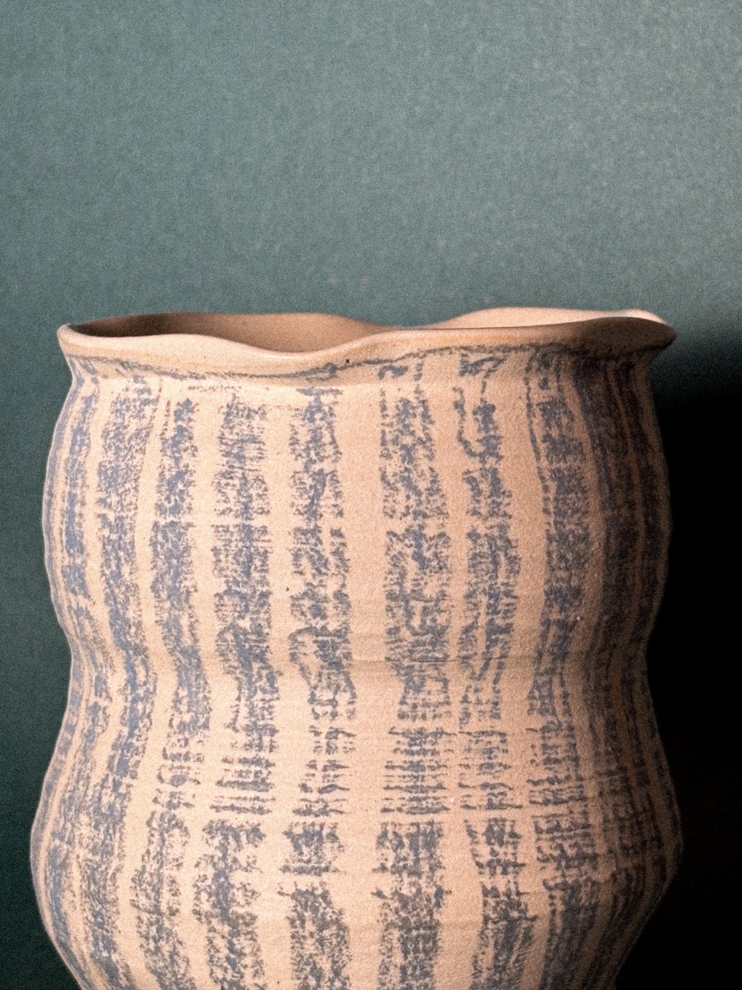 Flower pot blue crayon