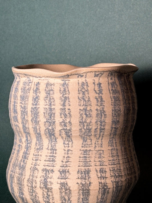 Flower pot blue crayon